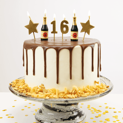 Kaarsjes 16 Jaar Champagne 17,5cm van Paper Dreams koop je bij Partywinkel
