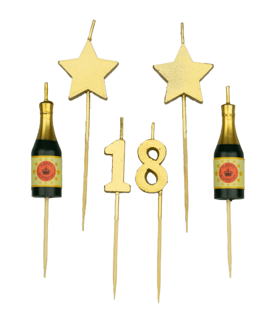 Kaarsjes 18 Jaar Champagne 17,5cm van Paper Dreams koop je bij Partywinkel