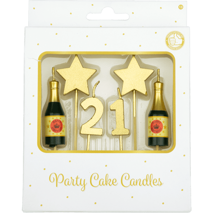 Kaarsjes 21 Jaar Champagne 17,5cm van Paper Dreams koop je bij Partywinkel