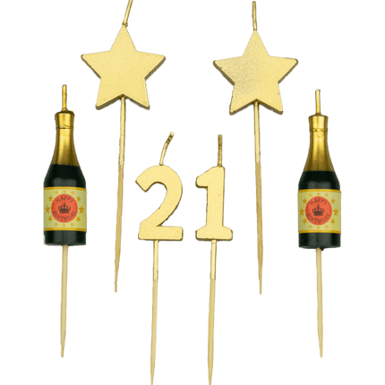 Kaarsjes 21 Jaar Champagne 17,5cm van Paper Dreams koop je bij Partywinkel