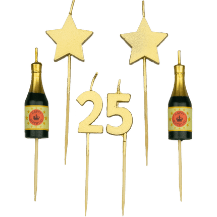 Kaarsjes 25 Jaar Champagne 17,5cm van Paper Dreams koop je bij Partywinkel