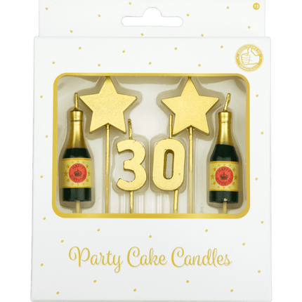 Kaarsjes 30 Jaar Champagne 17,5cm van Paper Dreams koop je bij Partywinkel