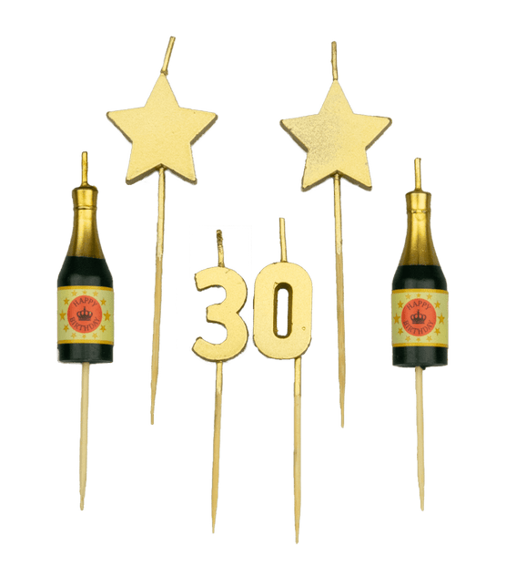 Kaarsjes 30 Jaar Champagne 17,5cm van Paper Dreams koop je bij Partywinkel