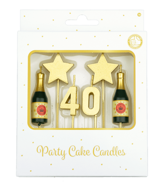 Kaarsjes 40 Jaar Champagne 17,5cm van Paper Dreams koop je bij Partywinkel