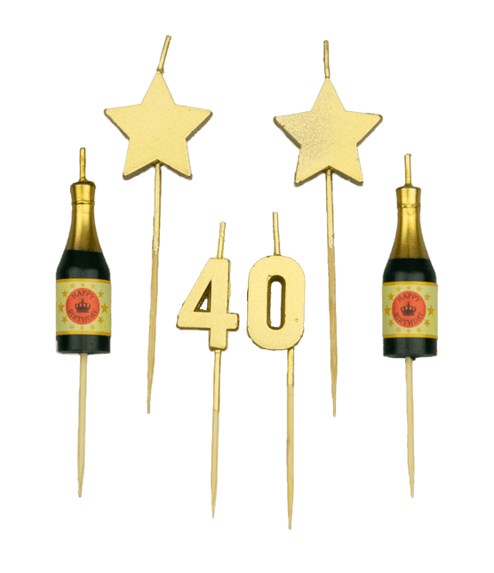 Kaarsjes 40 Jaar Champagne 17,5cm van Paper Dreams koop je bij Partywinkel