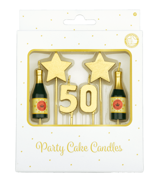 Kaarsjes 50 Jaar Champagne 17,5cm van Paper Dreams koop je bij Partywinkel