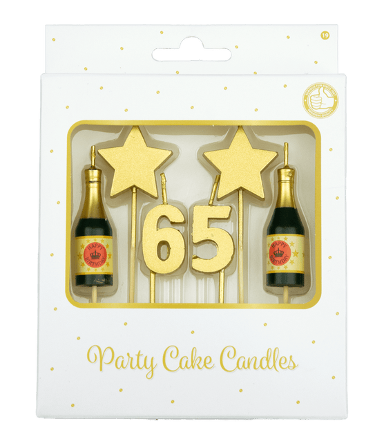 Kaarsjes 65 Jaar Champagne 17,5cm van Paper Dreams koop je bij Partywinkel