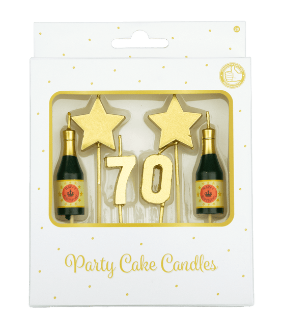 Kaarsjes 70 Jaar Champagne 17,5cm van Paper Dreams koop je bij Partywinkel