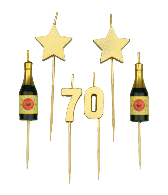 Kaarsjes 70 Jaar Champagne 17,5cm van Paper Dreams koop je bij Partywinkel
