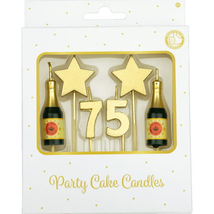 Kaarsjes 75 Jaar Champagne 17,5cm van Paper Dreams koop je bij Partywinkel