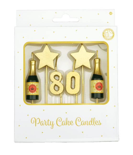 Kaarsjes 80 Jaar Champagne 17,5cm van Paper Dreams koop je bij Partywinkel