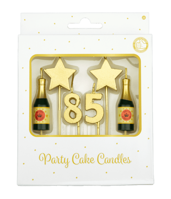 Kaarsjes 85 Jaar Champagne 17,5cm van Paper Dreams koop je bij Partywinkel