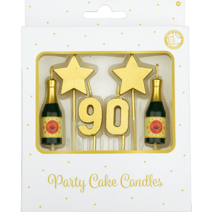 Kaarsjes 90 Jaar Champagne 17,5cm van Paper Dreams koop je bij Partywinkel