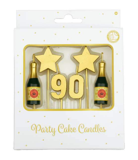 Kaarsjes 90 Jaar Champagne 17,5cm van Paper Dreams koop je bij Partywinkel