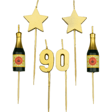 Kaarsjes 90 Jaar Champagne 17,5cm van Paper Dreams koop je bij Partywinkel