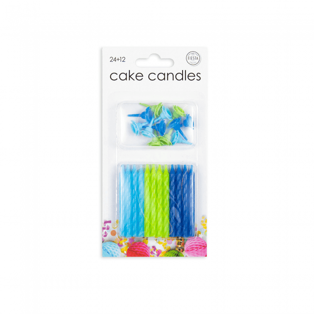 Kaarsjes Blauw Groen 6cm 24st van WeFiesta koop je bij Partywinkel