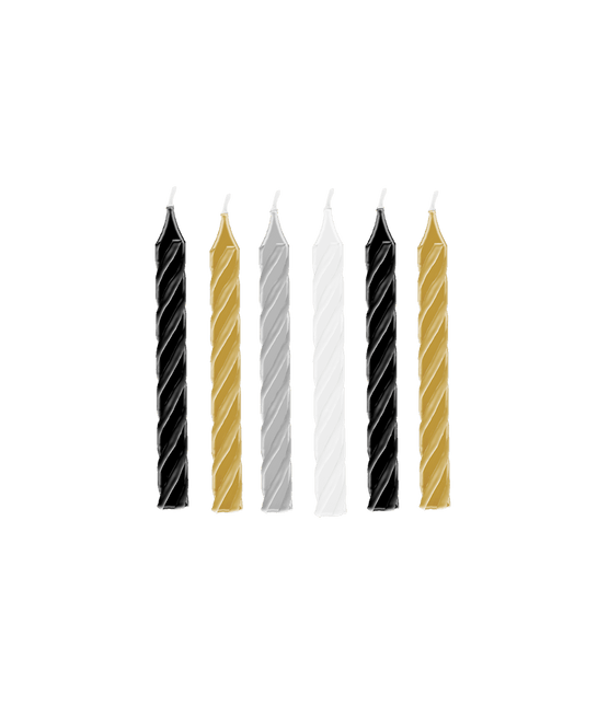 Kaarsjes Mix Goud Zilver Wit Zwart van Paper Dreams koop je bij Partywinkel