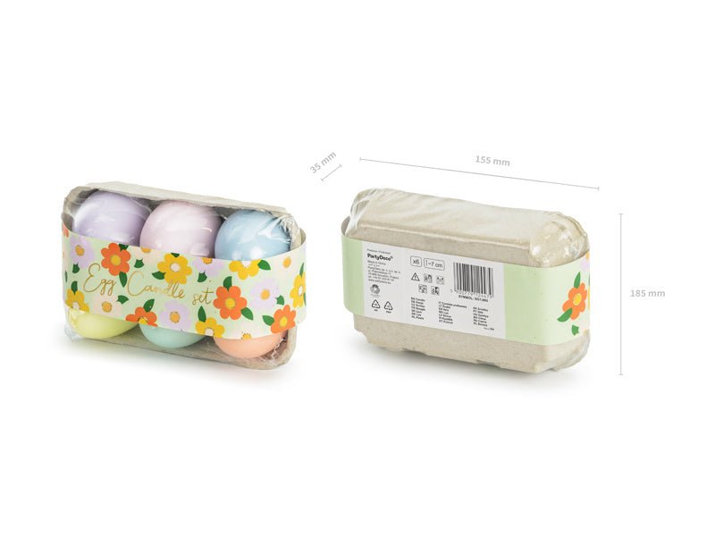 Kaarsjes Paaseieren 7cm 6st van Partydeco koop je bij Partywinkel