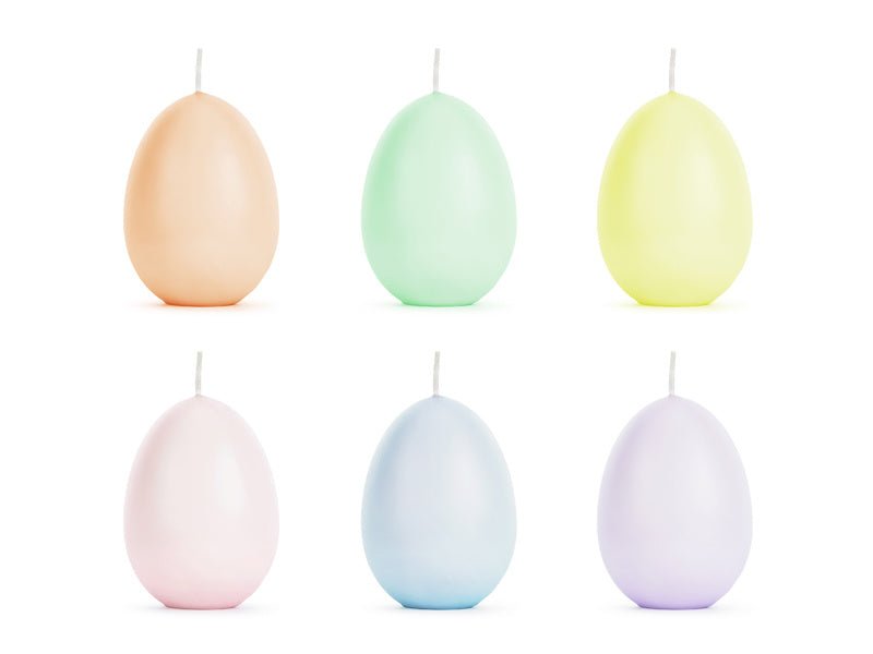 Kaarsjes Paaseieren 7cm 6st van Partydeco koop je bij Partywinkel