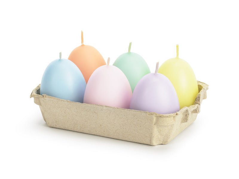 Kaarsjes Paaseieren 7cm 6st van Partydeco koop je bij Partywinkel