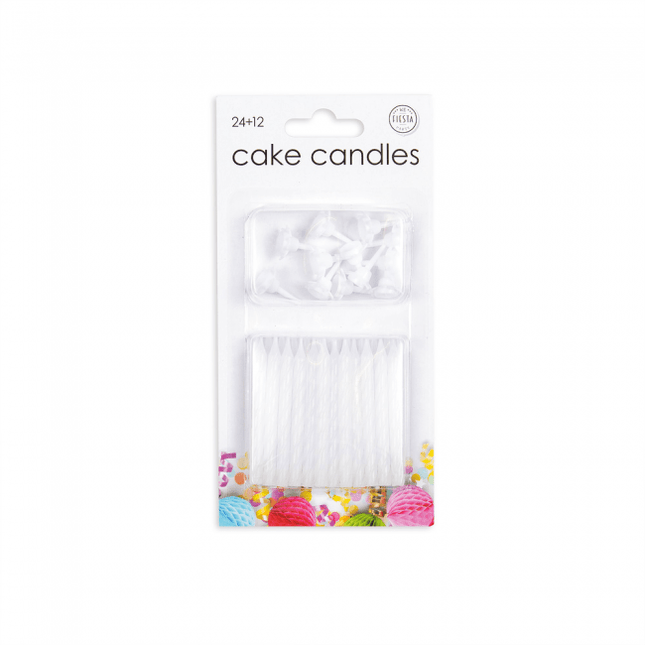 Kaarsjes Wit 6cm 24st van WeFiesta koop je bij Partywinkel