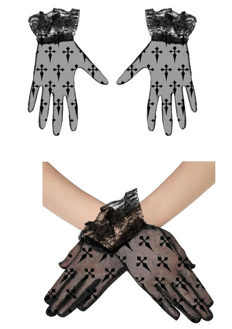 Kant Handschoenen Kruizen 22cm van Fiestas Guirca koop je bij Partywinkel