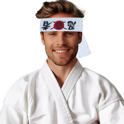 Karate Hoofdband Wit Rood van Fiestas Guirca koop je bij Partywinkel