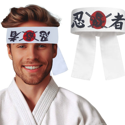 Karate Hoofdband Wit Rood van Fiestas Guirca koop je bij Partywinkel