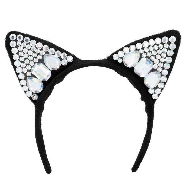 Kat Haarband Met Diamanten van Boland koop je bij Partywinkel