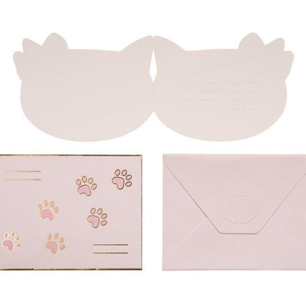 Kat Uitnodigingen 13cm 6st van Partydeco koop je bij Partywinkel