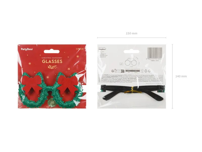 Kerst Bril Rood Groen Strik van Partydeco koop je bij Partywinkel
