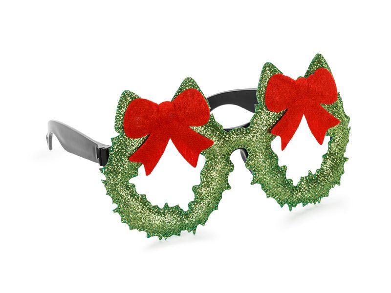 Kerst Bril Rood Groen Strik van Partydeco koop je bij Partywinkel