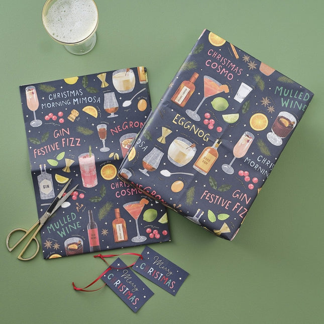 Kerst Inpakpapier Cocktail van Ginger Ray koop je bij Partywinkel