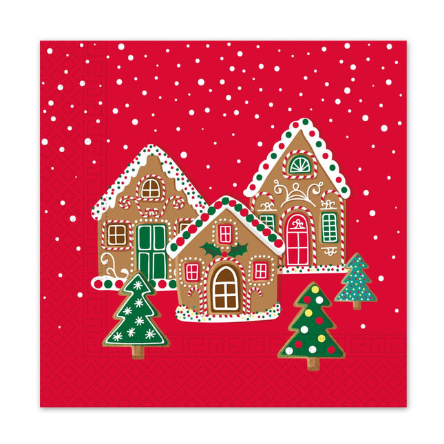 Kerst Servetten Gingerhouse 33cm 20st van Procos koop je bij Partywinkel