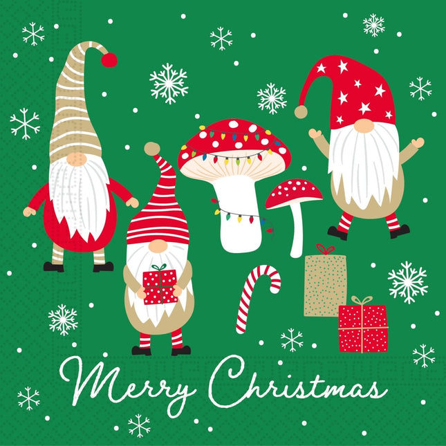 Kerst Servetten Gnomes Merry Christmas 3 Laags 33cm 20st van Procos koop je bij Partywinkel