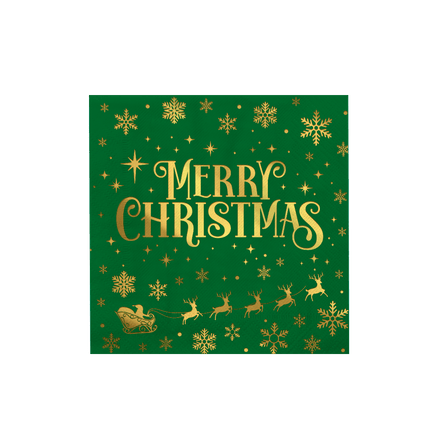 Kerst Servetten Groen Goud Merry Christmas 16cm 16st van Paper Dreams koop je bij Partywinkel