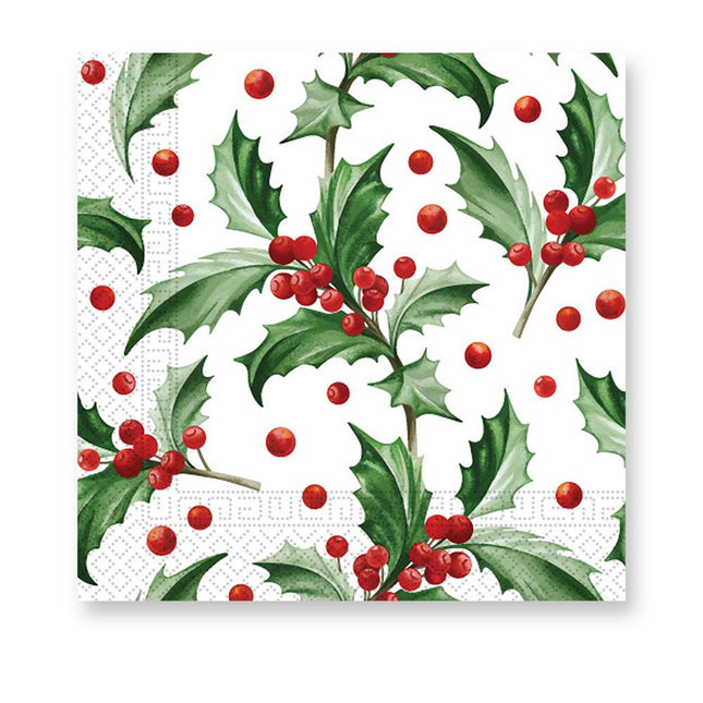 Kerst Servetten Hulst Met Besjes 33cm 20st van Procos koop je bij Partywinkel