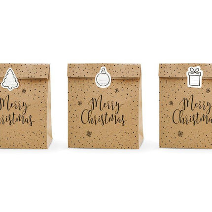 Kerst Uitdeelzakjes Merry christmas 3st van Partydeco koop je bij Partywinkel