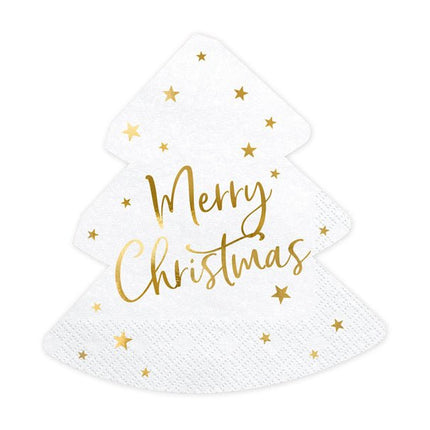Kerstboom Servetten Merry Christmas 16cm 20st van Partydeco koop je bij Partywinkel