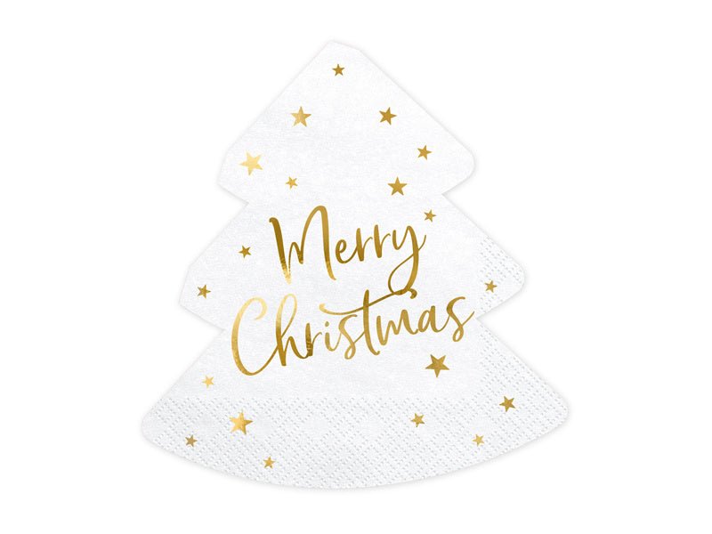 Kerstboom Servetten Merry Christmas 16cm 20st van Partydeco koop je bij Partywinkel