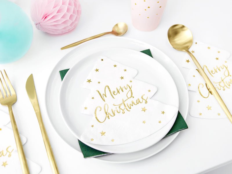 Kerstboom Servetten Merry Christmas 16cm 20st van Partydeco koop je bij Partywinkel
