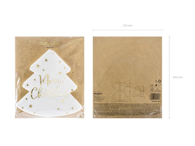Kerstboom Servetten Merry Christmas 16cm 20st van Partydeco koop je bij Partywinkel