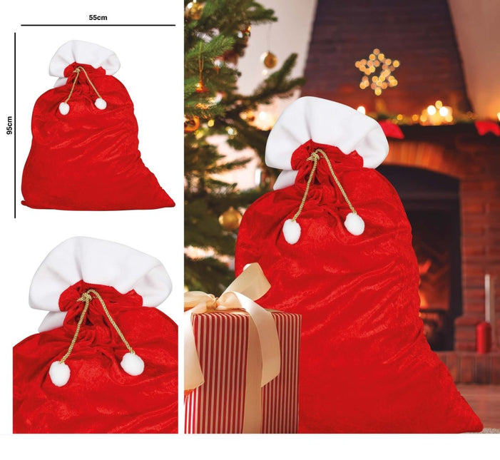 Kerstzak Rood 95cm van Fiestas Guirca koop je bij Partywinkel