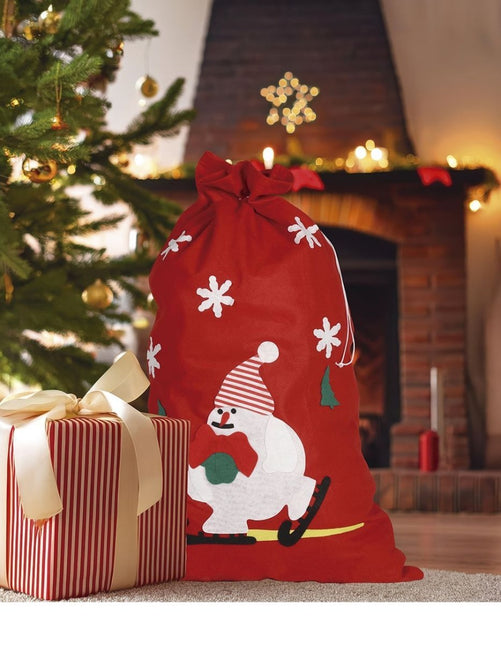 Kerstzak Sneeuwpop 85cm van Fiestas Guirca koop je bij Partywinkel