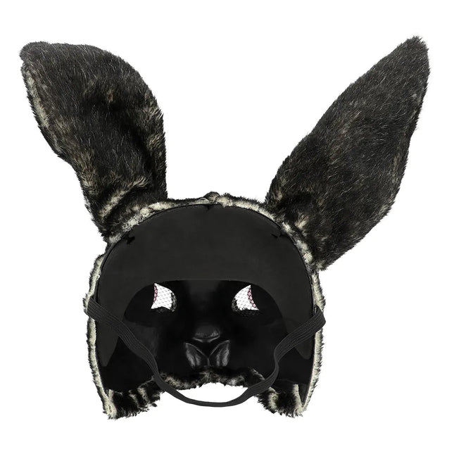 Konijn Masker Zwart Pluche van Boland koop je bij Partywinkel