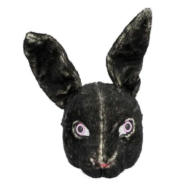 Konijn Masker Zwart Pluche van Boland koop je bij Partywinkel