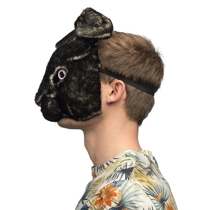 Konijn Masker Zwart Pluche van Boland koop je bij Partywinkel