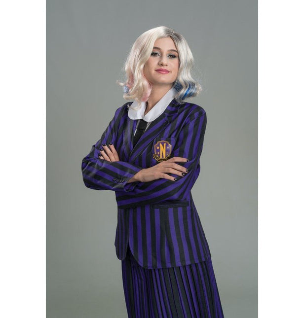 Kostuum Wednesday School Uniform Zwart/Paars van CHAKS koop je bij Partywinkel
