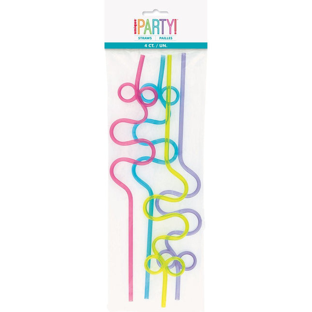 Kronkel Rietjes 27,9cm 4st van Unique koop je bij Partywinkel