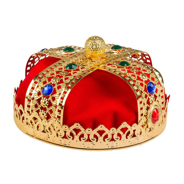 Kroon Koning Goud Rood 22cm van Boland koop je bij Partywinkel